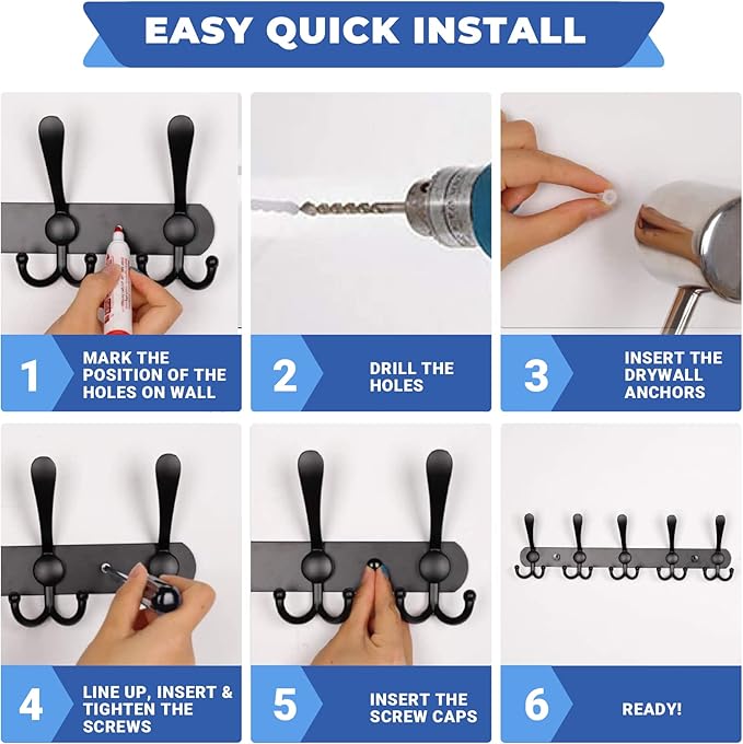 GlazieVault Coat Rack Wall Mount - Stainless Steel Coat Rack (2 Pack) - Heavy Duty Coat Hooks Wall Mounted - Hanger for Hat Towel Robes Jacket Clothes for Bathroom Entryway-NeatNest