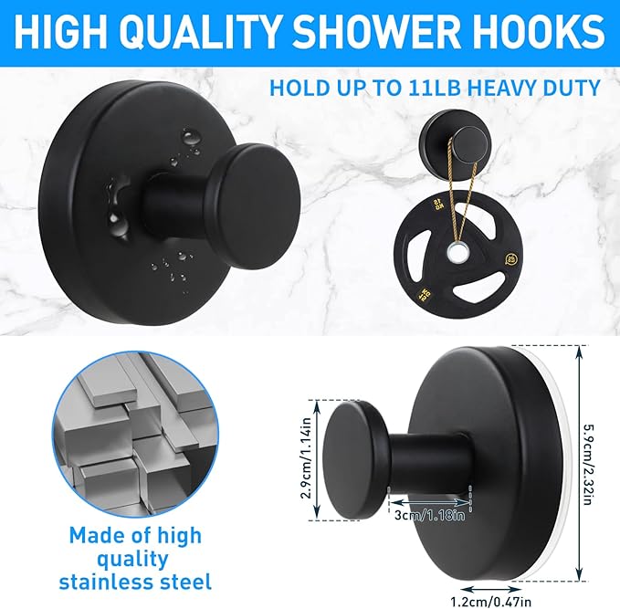 2 Pack Suction Cup Hooks for Shower, Exquisite Metal Shell & No Drill suction hooks for shower wall for Bathroom Wall, Kitchen, Glass, Mirror, Tile to Hang Towels, Robes, Loofah - Wire-Drawing Gold