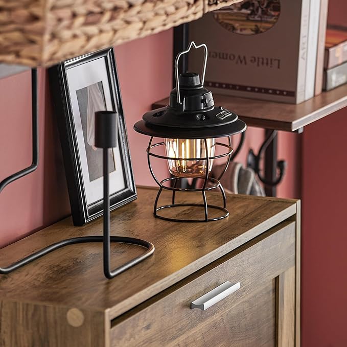 Haotian Freestanding Shoe Cabinet with 3 Flip-Drawers, Rustic Brown, W23.6 x D9.1 x H45.3 inches, Entryway-NeatNest