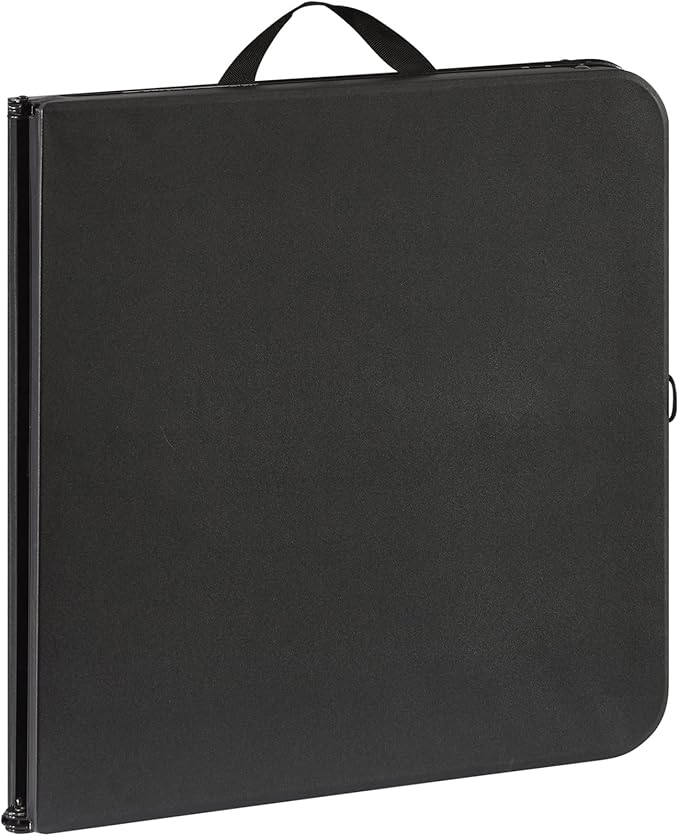 40 L x 20 W Plastic Adjustable Height Fold-in-Half Folding Table, Rich Black Onecolor-NeatNest