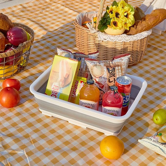 Collapsible Dish Pans – 10L (2.6 Gal) Foldable Sink Tub, 14.5'' x 10.5'' x 5", Compact and Space-Saving Multiuse Foldable Basin for Dish Washing, Camping, RV and Vegetable Cleaning-NeatNest