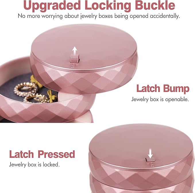 CONBOLA Travel Jewelry Case Box, Small Jewelry Organizer Earring Holder for Women, 5-Layer Rotating Jewelry Storage Tray with Lid for Bracelets Rings Bracelets-NeatNest