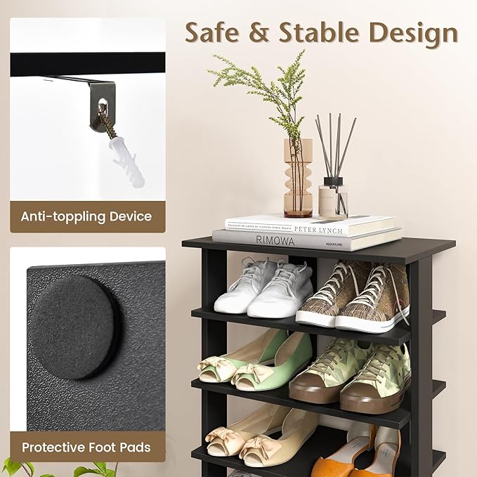 Tangkula 8-Tier Vertical Shoe Rack, Space-Saving Corner Shoe Organizer for 14 Pairs, Narrow Shoe Storage for Entryway, Front Door, or Closet-NeatNest