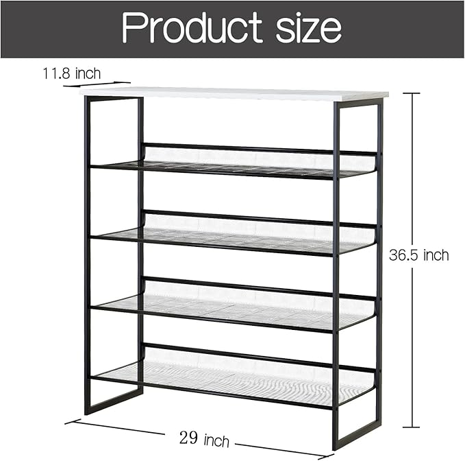 Garden 4 you 5 Tiers Shoe Rack,Multi-Purpose Adjustable Flat and Slant White Marble Freestanding Organizer Storage Rack Shoe Shelf, High Heels Potted Plant for Entryway Hallway Living Room Closet-NeatNest