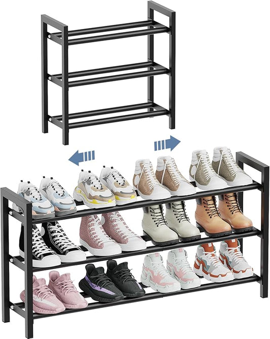 Mavivegue Expandable Shoe Rack for Closet, 3-Tier Shoe Organizer, Adjustable Shoe Rack for Front Door Entrance, Entryway-NeatNest
