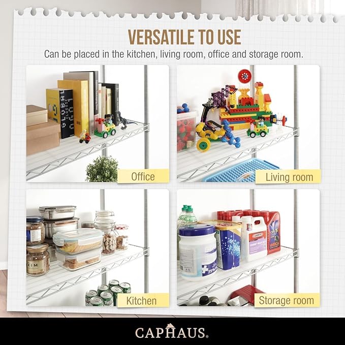 CAPHAUS NSF Black Adjustable Shelves Metal Wire Shelving Unit w/Liners, Kitchen & Garage Storage Organizer, 3-Tier-NeatNest