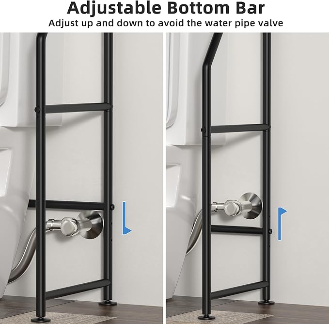 3-Tier Over The Toilet Storage, Freestanding Metal Bathroom Shelves, Space Saver Above The Over Toilet Storage Shelf for Bathroom, Black-NeatNest