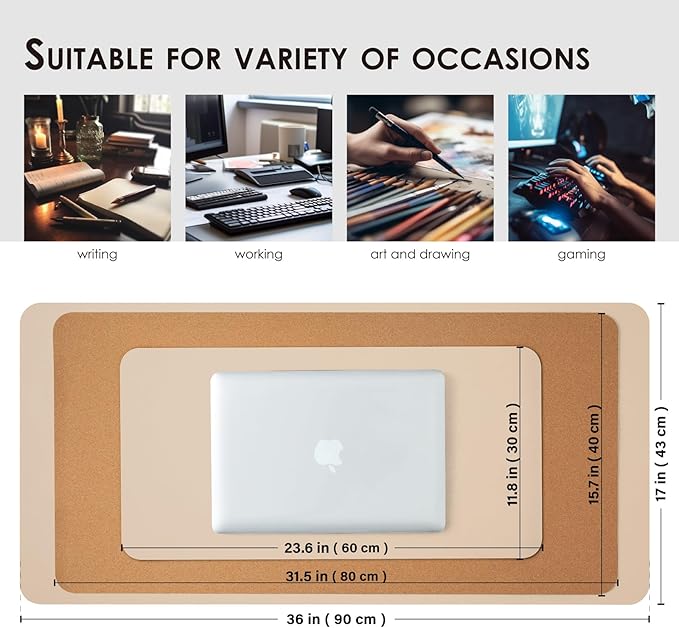 Cork Apricot Desk Mat - Dual-Sided Desk Pad for Office and Home - Desk Organization and Accessories - Ideal for Large Mouse Pad and Desk Mats on Top of Desks(23.6"x 11.8")-NeatNest