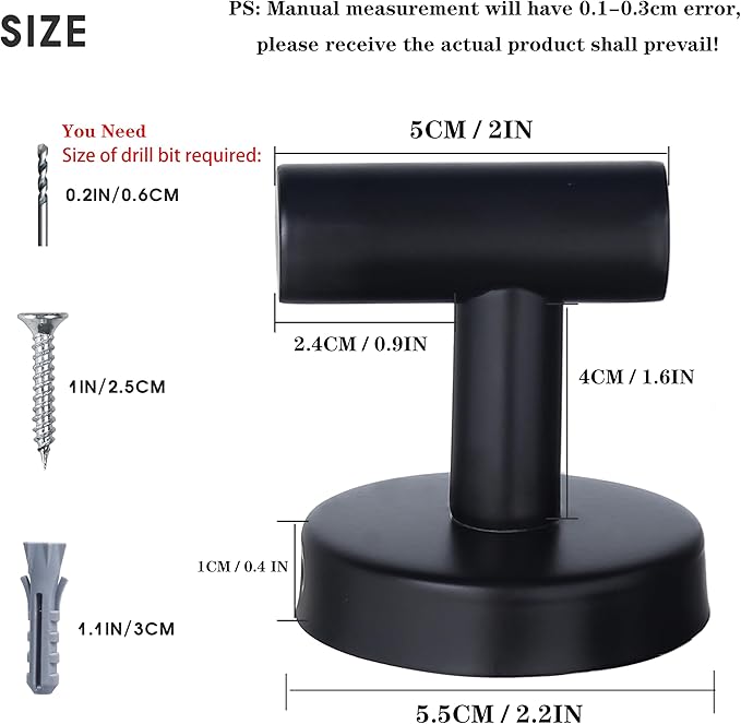 2 Pack Bathroom Towel Hooks Wall Mount Hooks Matte Black Towel Racks Coat Hooks, Heavy Duty Robe Hook Holder for Kitchen Garage Home Hotel Office Cabinet