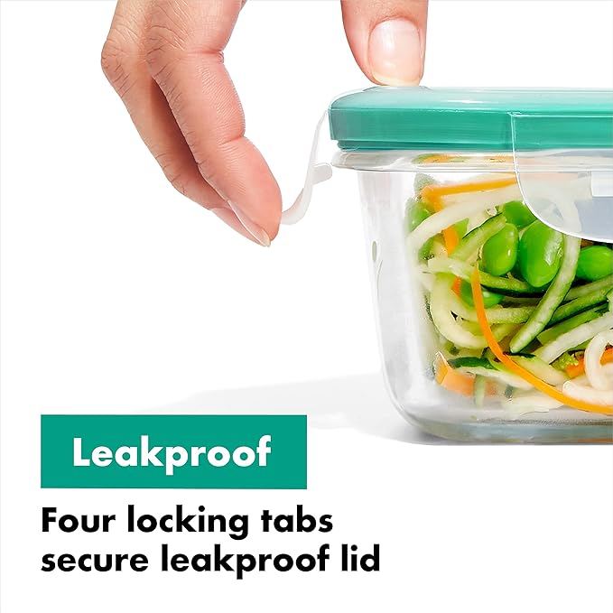 OXO Good Grips 1.6 Cup Smart Seal Leakproof Glass Rectangle Airtight Food Storage Container