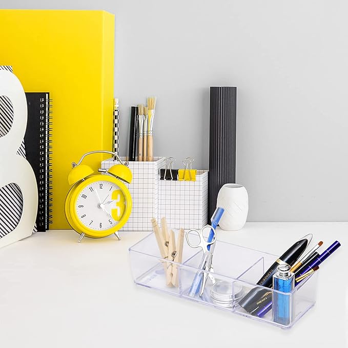 carrotez 3 Compartment Clear Plastic Drawer Organizer for Makeup, Bathroom, Desk, Vanity-NeatNest