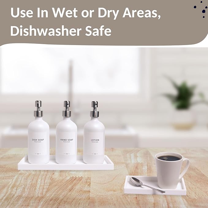 Countertop and Vanity Tray - 2 PC (11” and 7”) Shatterproof Silicone Kitchen and Bathroom Trays for Counter, Kitchen Soap Dispenser Tray, Vanity Trays for Bathroom, Perfume Key Tray-NeatNest