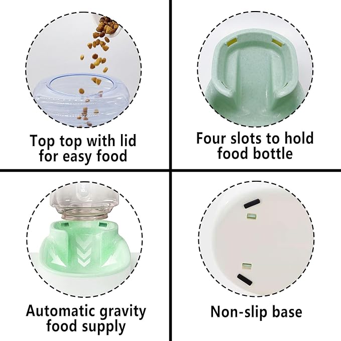 kathson Automatic Cat Feeder 1 Gallon Gravity Dog Food Dispenser Large Capacity Self Feeding Pet Food Bowl Station for Puppy Kitten Rabbit Green-NeatNest