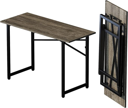 47 inch Folding Desk, Writing Gaming Computer Camping Table, No Assembly Required Home Office Desk, Black Oak-NeatNest