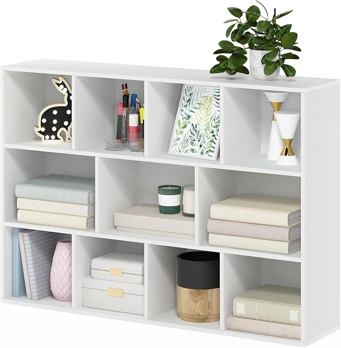 Furinno Luder Bookcase / Book / Storage , 11-Cube, White-NeatNest