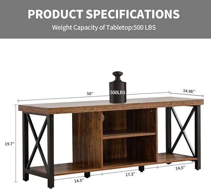 GAZHOME TV Stand for TV up to 55 Inches, TV Cabinet with Open Storage, TV Console Unit with Shelving for Living Room, Entertainment Room, Rustic Brown-NeatNest