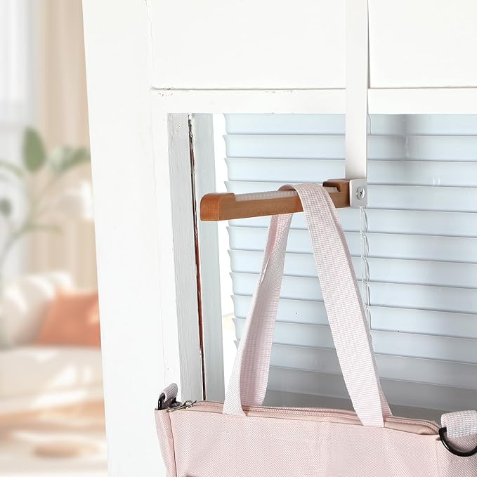 4 Pack Over The Door Hooks Folding Door Hangers with Rubber Portable Clothes Drying Rack Travel Hanging Coat Rack for Bathroom Bedroom Kitchen Laundry Clothing(White)