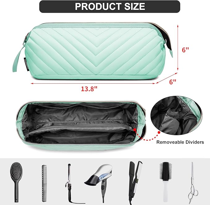 Hair Tools Travel Bag for Shark Flexstyle Dyson, Quilted Case Organizer Bag, Gift for Women Hair Accessories Storage Bag, Travel Hairdryer Portable Bag for Women, Teal-NeatNest