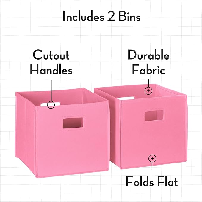RiverRidge Folding Storage Bins with Handles Pink Cube Storage Organizer for Closet, Bedroom & Playroom - Closet Organizers and Storage Set of 2-NeatNest