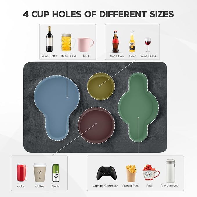 Couch Cup Holder Pillow,Couch Drink Holder,Octagon Couch Caddy for Coffee Cup,Phone,Remote,Couch Cup Holder Tray for Bed,Car,Sofa,Table-NeatNest