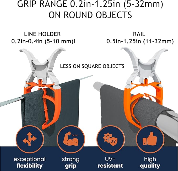 Orange - 6-Pack Towel Clip - Large Clips for Towels and Clothes - Storm Proof & Lockable Clothespin - Multi- Purpose Towel Clips for Chairs, Boat, RV, Camping, Stroller, Beach Chair