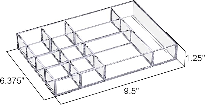Amazing Abby - Jewel - 2-Pack Acrylic Jewelry Organizer, Plastic Jewelry Tray, Jewelry Case, Trinket Tray, Ring Holder, Perfect Storage Solution for Necklaces, Bracelets, Rings, and More