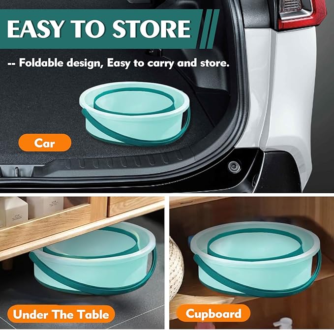 Collapsible Bucket 1.3 Gallon/5L Small Plastic Household Cleaning Mop Buckets Foldable Water Bucket for Car Wash Fishing Camping Beach (Green)-NeatNest