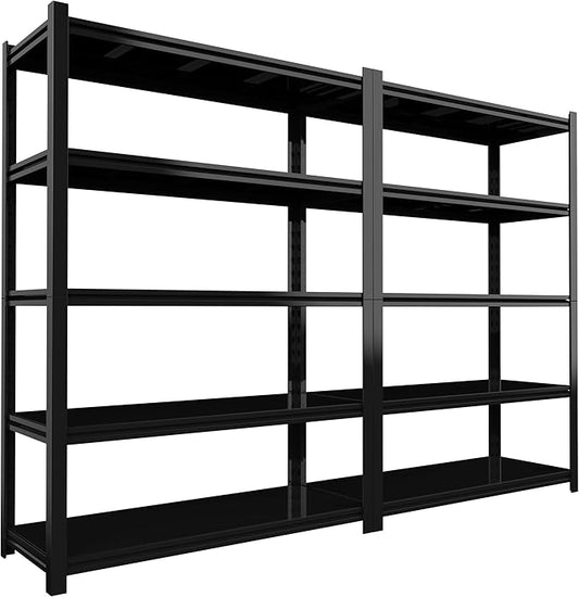 2PCS 35.4” W Garage Shelving Units, 5 Tier Metal Shelving Heavy Duty, Adjustable Shelves for Garage Storage, 2500lbs Industrial Metal Shelf Unit for Basement/Warehouse/Shop