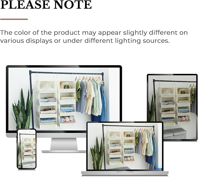 GRANNY SAYS 4-Shelf Hanging Organizer, Closet Hanging Shelves, Space Saver for Bedroom & Living Room, Beige, 2-Pack-NeatNest