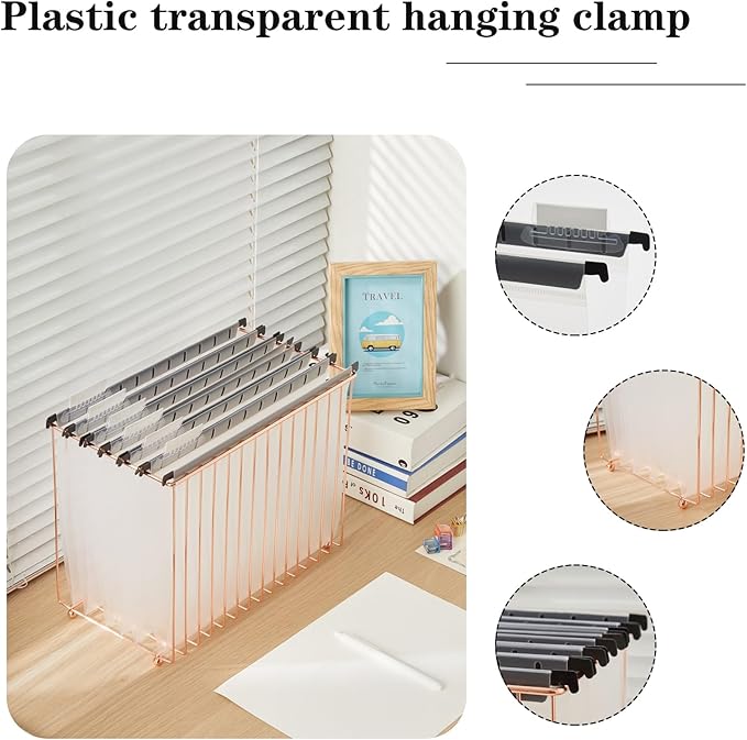 20 Piece Transparent Hanging Folder, Letter Size, with 1/5 Cut Adjustable Label, polyethylene Hanging File Folder 9.5x11 inch, Suitable for Office, Home, School