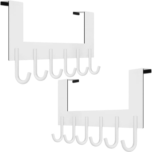 WEBI Over The Door Hook for Hanging Door Hanger:Over The Door Towel Rack,Door Coat Hanger Over The Door Coat Rack for Towels,Clothes,Behind Back of Bathroom,White,2 Packs