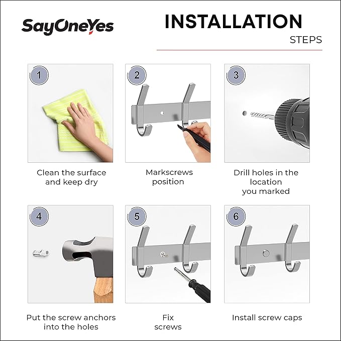 Coat Rack Wall Mount – Brushed Nickel 24 Inch Stainless Steel Hook Rail with 8 Heavy Duty Double Coat Hooks – Wall Mounted Coat Hanger for Entryway, Bathroom, Bedroom, Towel, Hat Organizer - 2 Pack-NeatNest