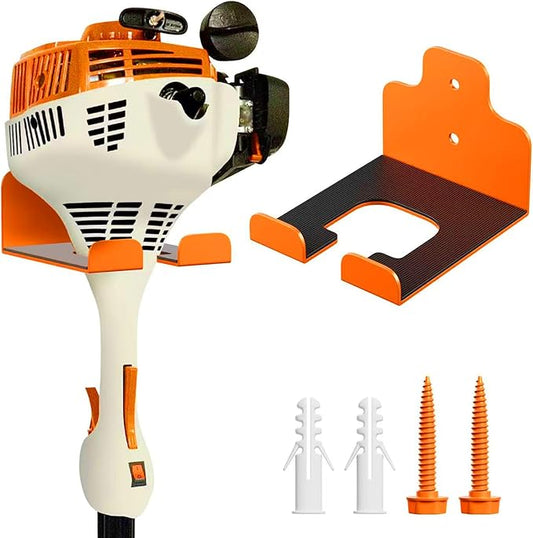 Garage Organizer Trimmer Rack, Garden Power Tool Hanger Weed Whackers Holder Wall Mounted for Grass Trimmer, Hedge Trimmer, Garage Trimmer, Garden Tools,1 Pack(Orange)-NeatNest