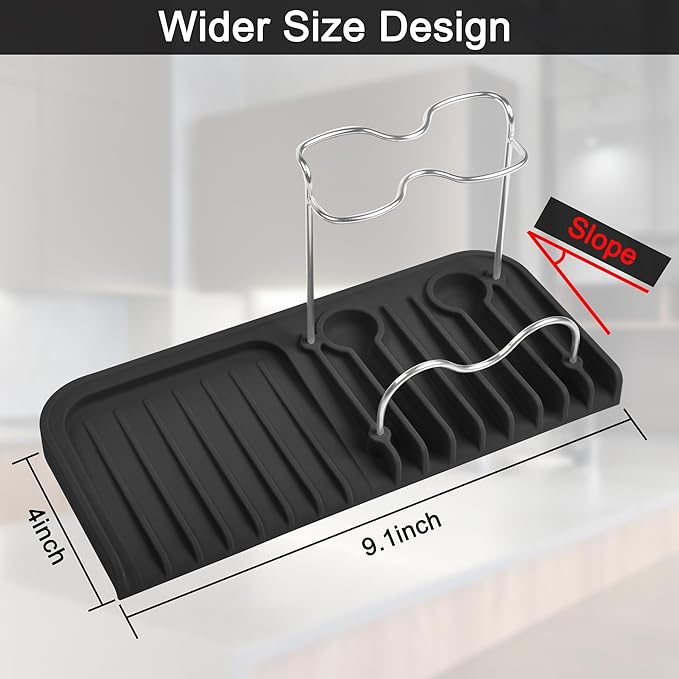Gosmol Silicone Sponge Holder Rack Dish Soap Holder for Kitchen Counter, Waterproof Sponge Soap Tray for Kitchen Sink Bathroom, Multipurpose Sink Caddy Organizer for Soap Dispenser Black-NeatNest