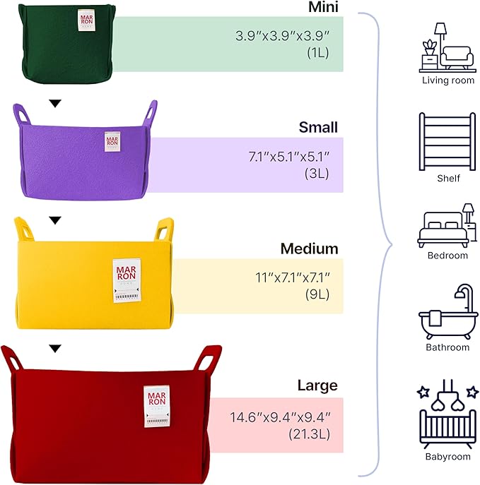 Collapsible Orange Felt Storage Bin Small 7.1"x5.1"x5.1" – Foldable Basket with Handles for Closet, Toy Storage, Laundry Room Organization, Decorative Storage Baskets for Shelves Storage-NeatNest