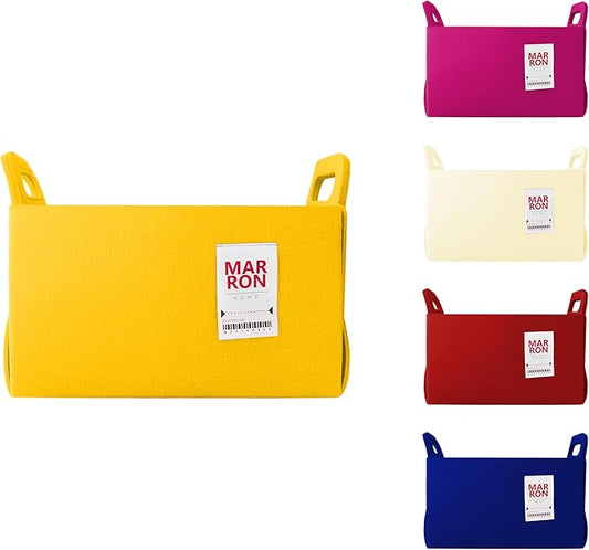 Collapsible Yellow Felt Storage Bin Medium 11"x7.1"x7.1" – Foldable Basket with Handles for Closet, Toy Storage, Laundry Room Organization, Decorative Storage Bins for Shelves, Cube Storage-NeatNest