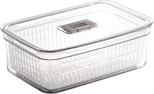 BINO | Produce Saver - 15.2 Cup/3.6L | Fridge Storage Containers for Fruits and Vegetables | Vegetable Storage with Adjustable Air Vent, Removable Basket | BPA-Free Fridge Organizers and Storage-NeatNest