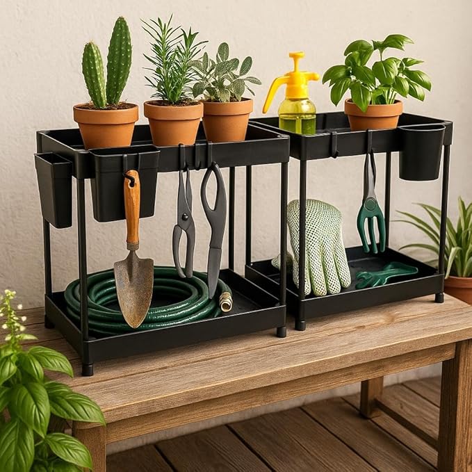 Homeward Heaven 2 Pack Under Sink Organizers, Adjustable Pull-Out Organizer, Kitchen Cabinet Organizers for Easy Access, Multi-Functional Cabinet Organizer-NeatNest