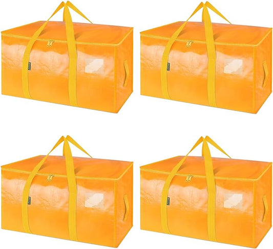 BALEINE 4-Pack Oversized Moving Bags with Reinforced Handles, Heavy-Duty Storage Tote for Clothes, Moving Supplies (Light Yellow, 4-Pack)-NeatNest