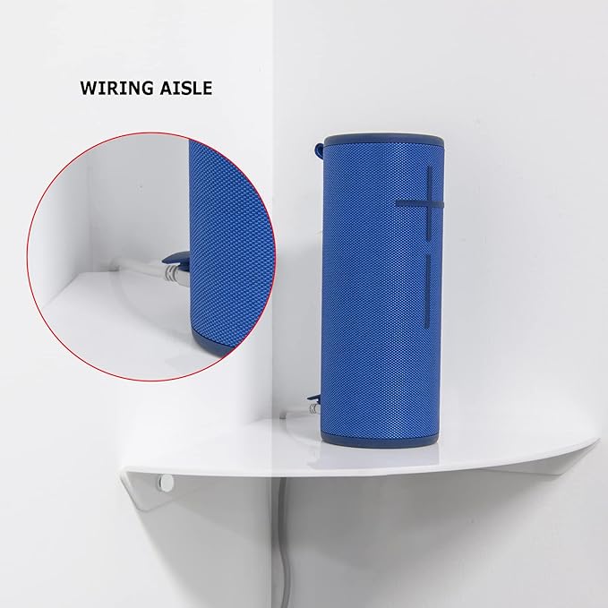 Cosmos 2 Pcs Acrylic Wall Mount Floating Corner Shelves Quarter Round Shower Shelf Hanging Corner Shelves Wall Storage Display Organizer for Bathroom Kitchen Bedroom Living Room (Solid White)-NeatNest