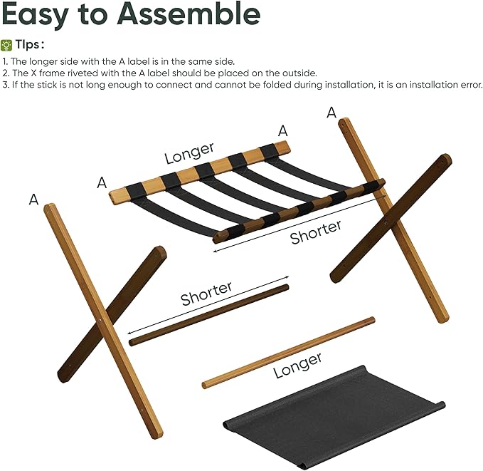 2 Pack Luggage Rack, Folding Luggage Rack for Guest Room, Walnut Bamboo Suitcase Stand Holds up to 131 lb, Luggage Stand with Storage Shelf for Hotel, Bedroom