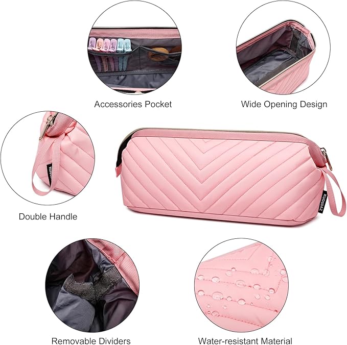 Hair Tools Travel Bag for Shark Flexstyle Dyson, Quilted Case Organizer Bag, Gift for Women Hair Accessories Storage Bag, Travel Hairdryer Portable Bag for Women, Pink-NeatNest
