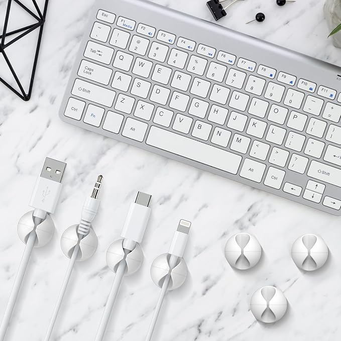 12 Pack Cable Clips, Znben Wire Organizer Holder Adhesive Cord Management Charger Wire Holder Clips for Desk, Home, Office, Car, Cubicle, Nightstand White-NeatNest