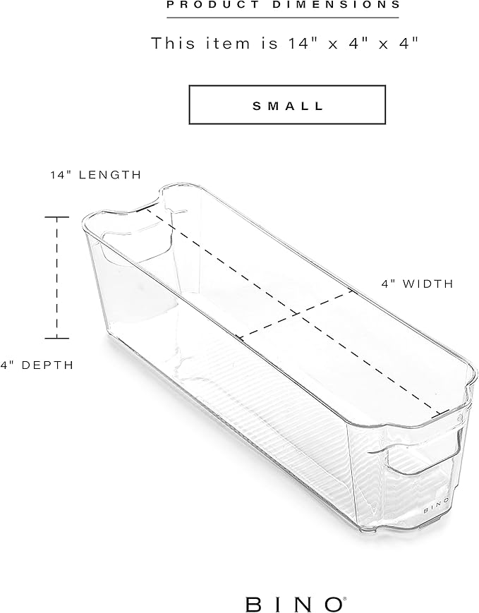 BINO | Stackable Storage Bins, Small - 4 Pack | The Stacker Collection | Clear Plastic Storage Bins | Organization and Storage Containers for Pantry & Fridge | Multi-Use Organizer Bins | BPA-Free-NeatNest