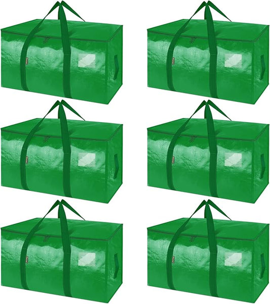 BALEINE 6-Pack Oversized Moving Bags with Reinforced Handles, Heavy-Duty Storage Tote for Clothes, Moving Supplies (Light Green, 6-Pack)-NeatNest