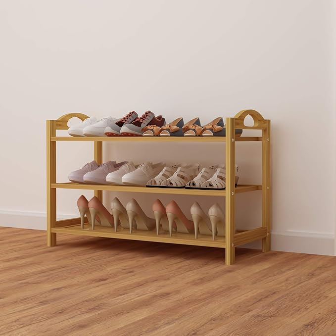 UDEAR Bamboo Shoe Rack 3-Tier Shoe Storage Organizer Entryway Shoe Shelf-NeatNest