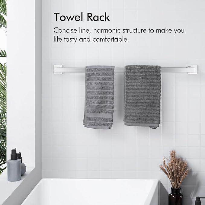 BANOLUX Towel Rack, 36-Inch Single Towel Bars for Bathroom, Towel Racks for Bathroom Wall Mounted SUS304 Stainless Steel Hand Towel Holder Organize Heavy Duty, Chrome Towel Bar