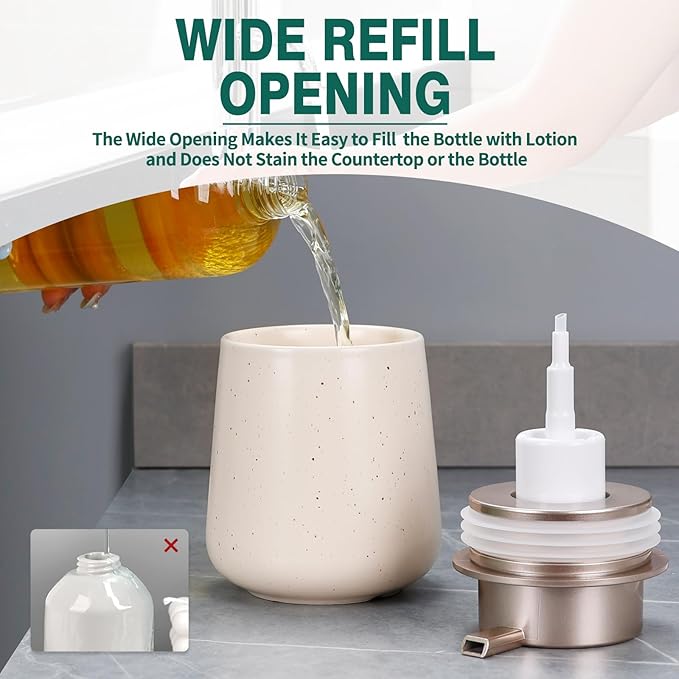 Bosilunlife Ceramic Foaming Soap Dispenser - 12 oz Foam Hand Wash Dispenser Bathroom Countertop Kitchen Dish Soap Pump Dispenser Liquid Soap Dispenser for Bathroom-NeatNest