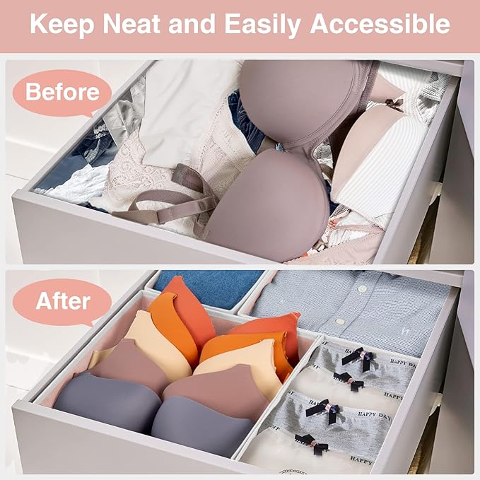 8 Pack Underwear Drawer Organizer, Drawer Organizer Clothes, Foldable Cloth Storage Box Closet Dresser Drawer Divider Organizer for Clothes, Scarves-NeatNest