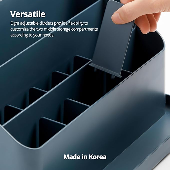 BLUE GINKGO Desk Organizer – Korean-Made Office Storage for Pens, Notes, Mail, and Supplies (Prussian Blue)-NeatNest